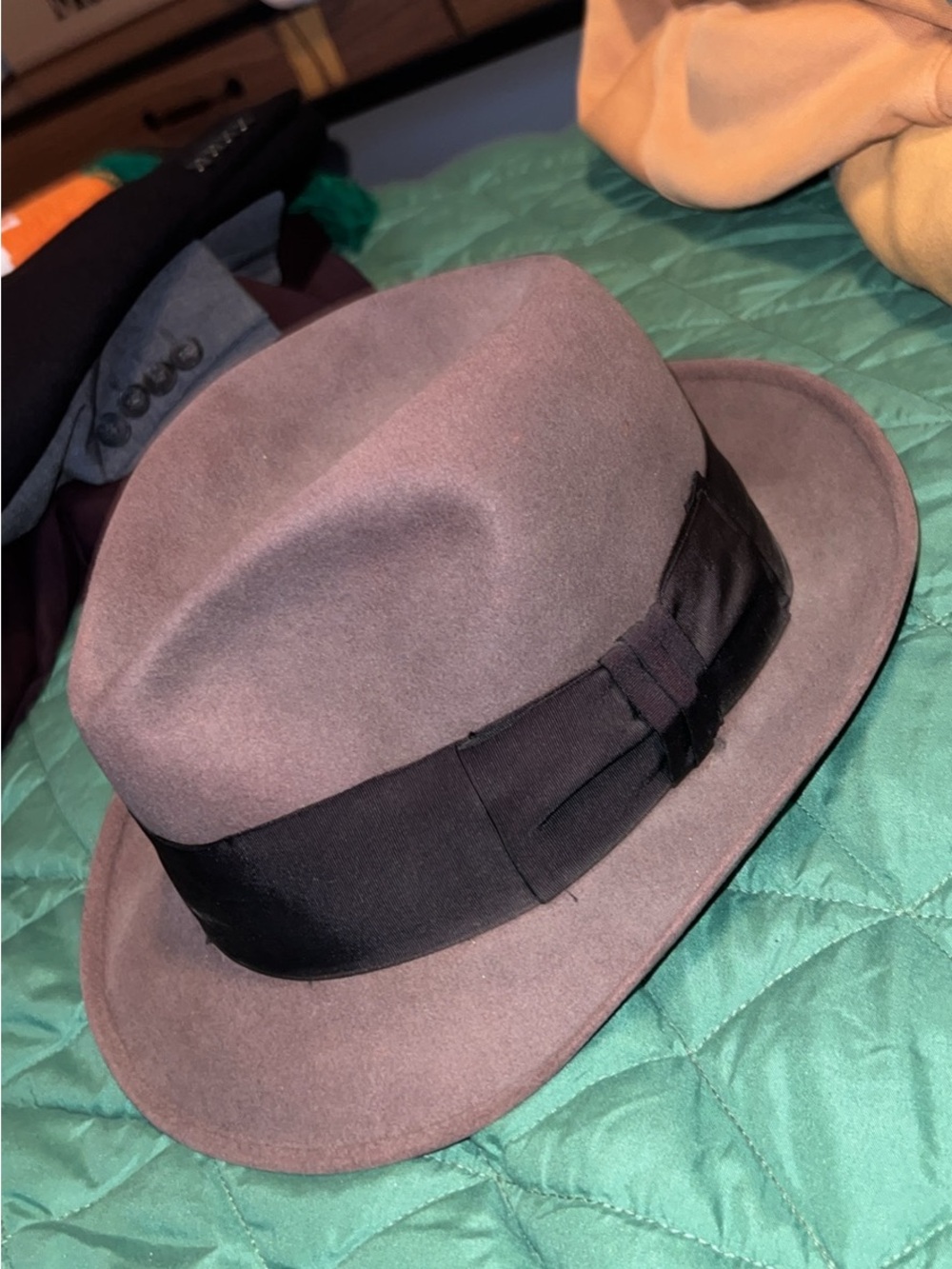 Classic Gray Fedora Hat with Black Band - Men
